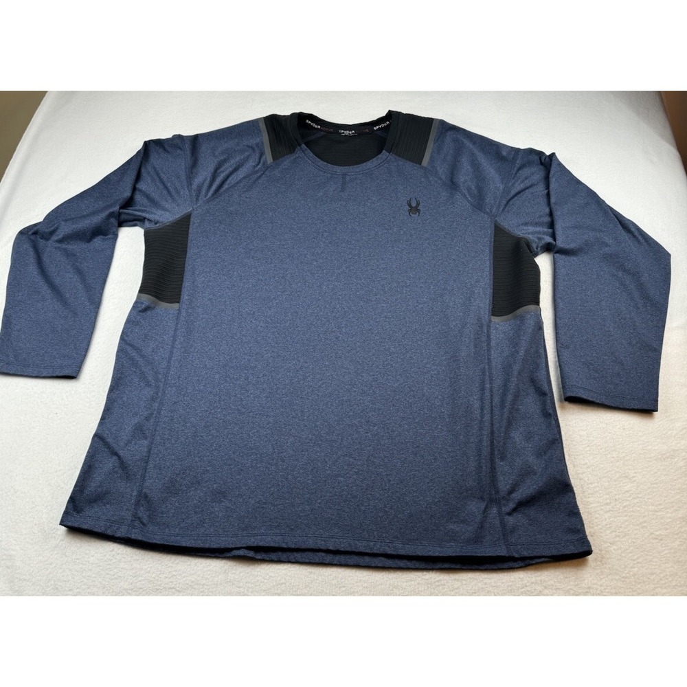 Spyder Men's Active Long Sleeve  Microfleece T-Shirt, Blue Size XXL